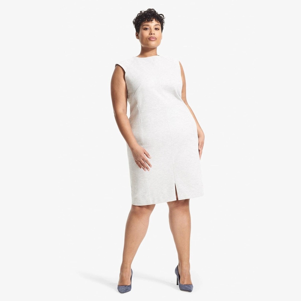 MM LaFleur The Katie Dress Twill Ponte Light Heather Gray Plus Size +1 1X EUC